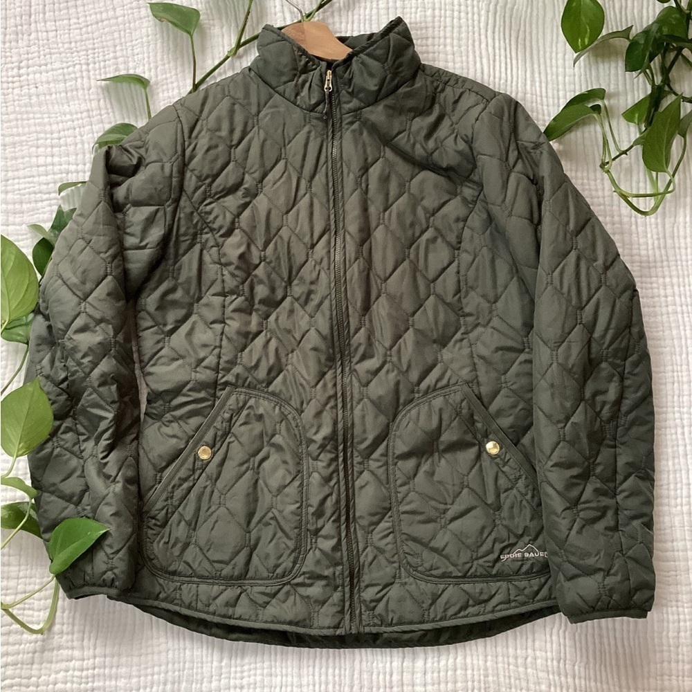 Eddie Bauer Women’s Olive Green Quilted Jacket